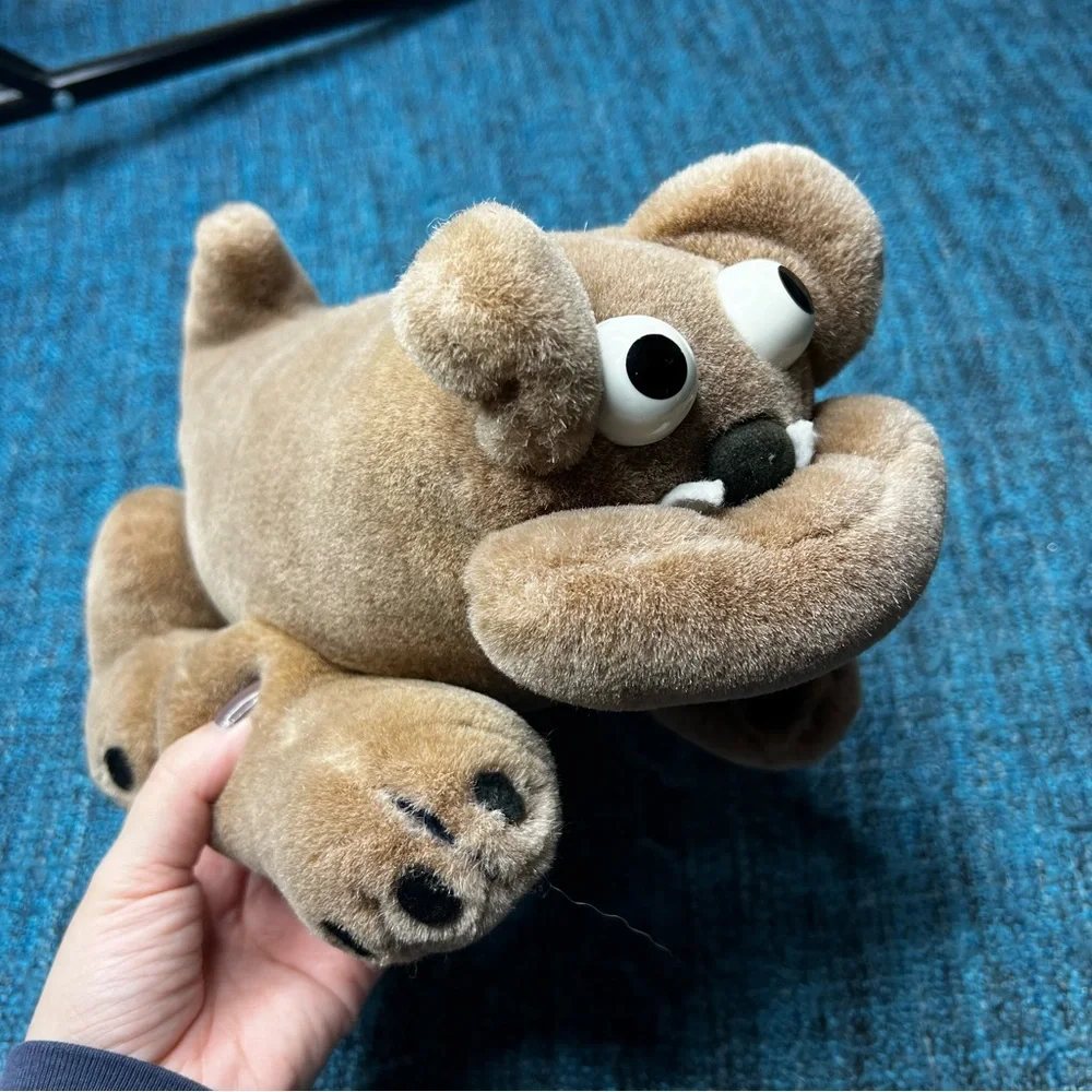 Vtg 1985 United American Novelty Derpy Big Eye Bull Dog Stuffed Animal Plush